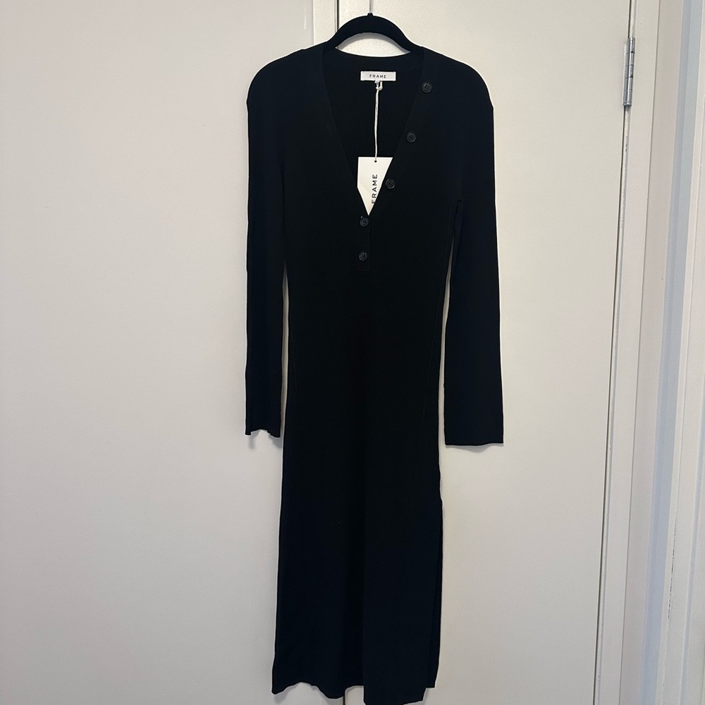 Elegant Black Button-Down Dress